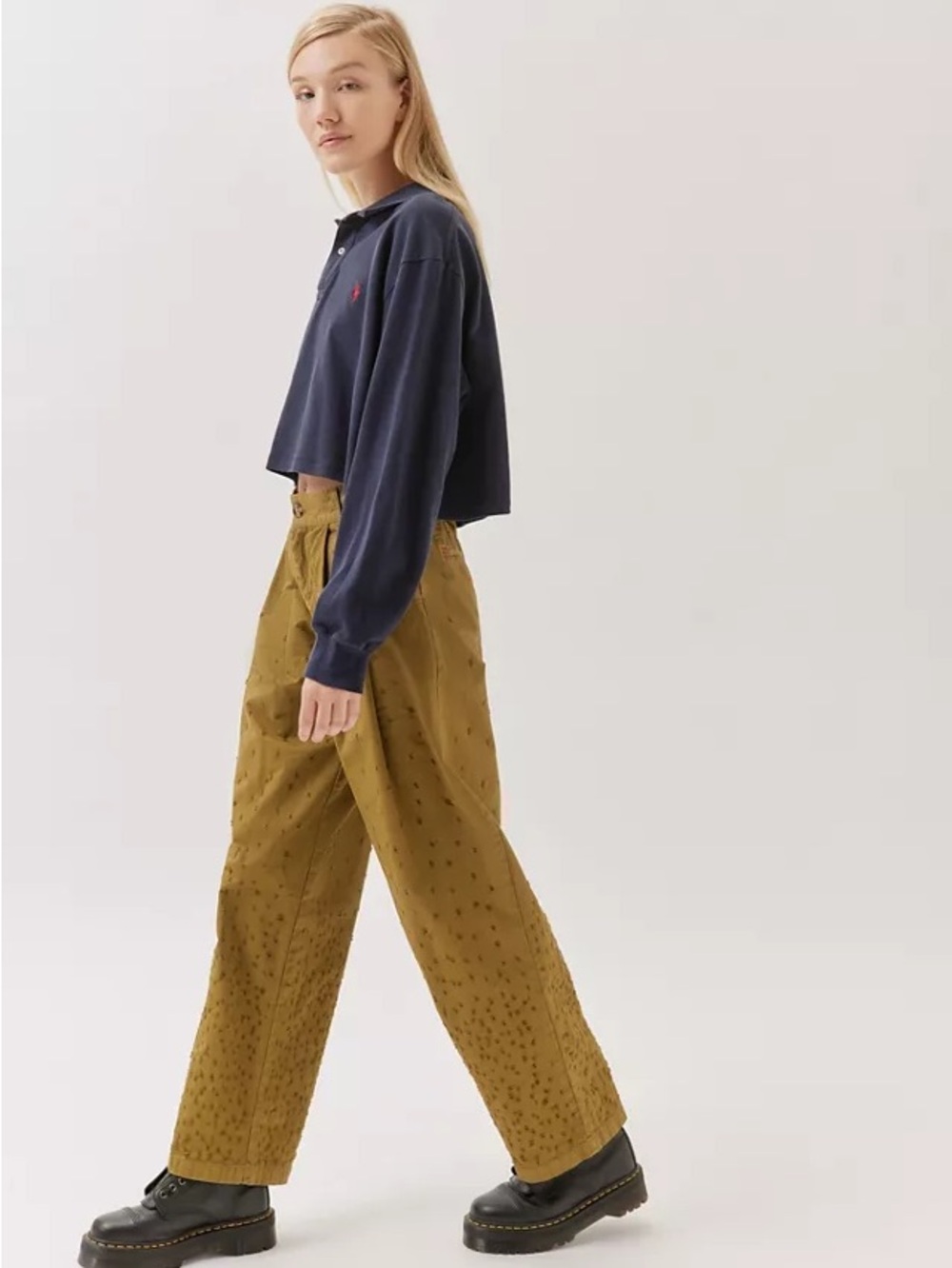 BDG Urban Outfitters Logan Distressed Pleated Pants Olive Green Size Medium
